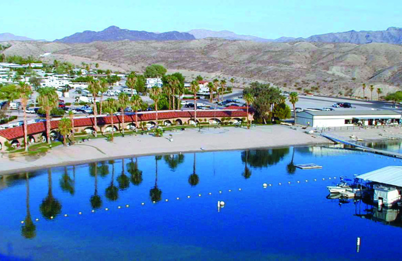 Aerial view of Cottonwood Cove Resort.