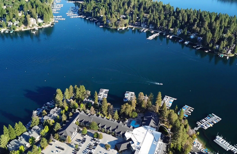 Aerial view of Lake Arrowhead Resort and Spa.