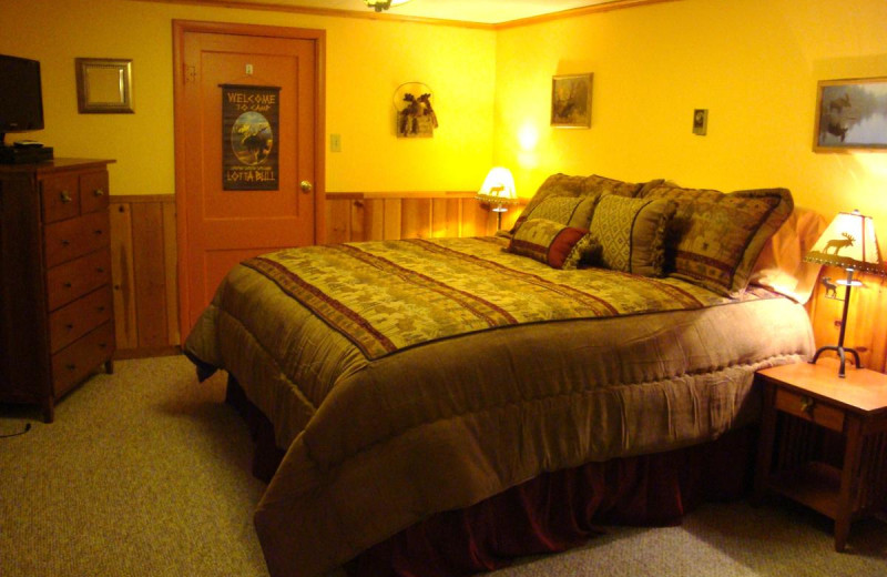 Cabin bedroom at Yellowstone Wildlife Cabins.