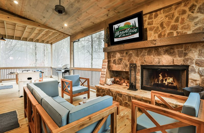 Cabin deck at Mountain Oasis Cabin Rentals.