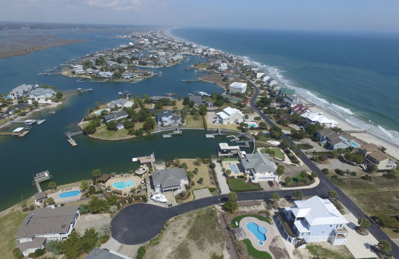 Aerial view of area at Dunes Realty Vacation Rentals.