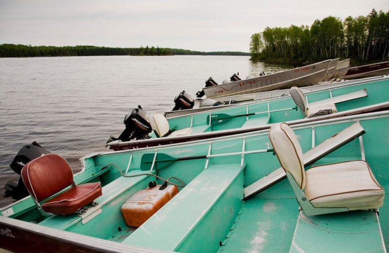 Boats at Uchi Lake Lodge.