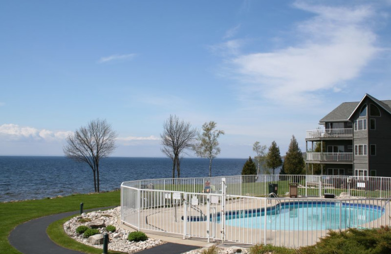 Pool & lake view at Bay Shore Inn.