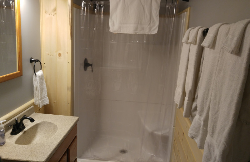 Cabin bathroom at Wilderness Resort.