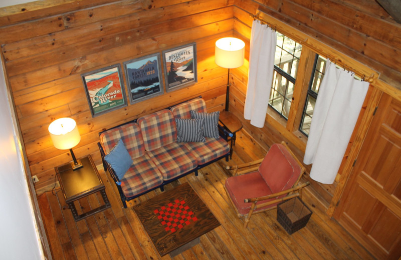 Cabin living room at Adventures Unlimited.