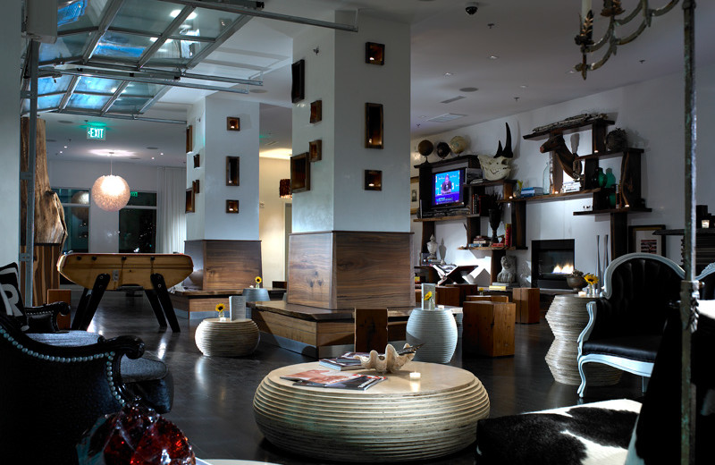 Spacious lobby at Bungalow Hotel.