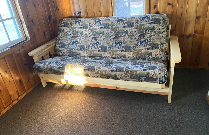 Cabin living room at Sunset Bay Resort.