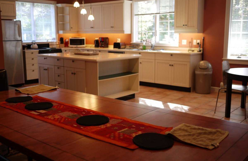 Rental kitchen at Acadia Cottage Rentals.
