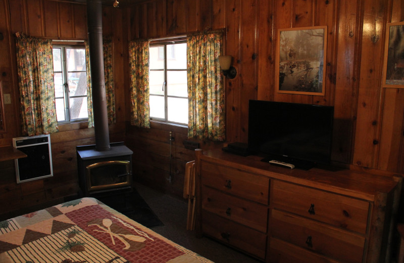 Cabin bedroom at Hidden Rest Resort.