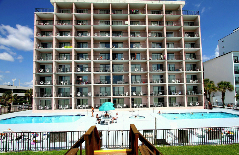 Exterior view of Tropical Seas Hotel.