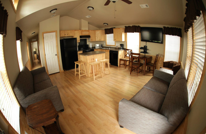 Cottage interior at Hill Country RV Resort & Cottage Rentals.