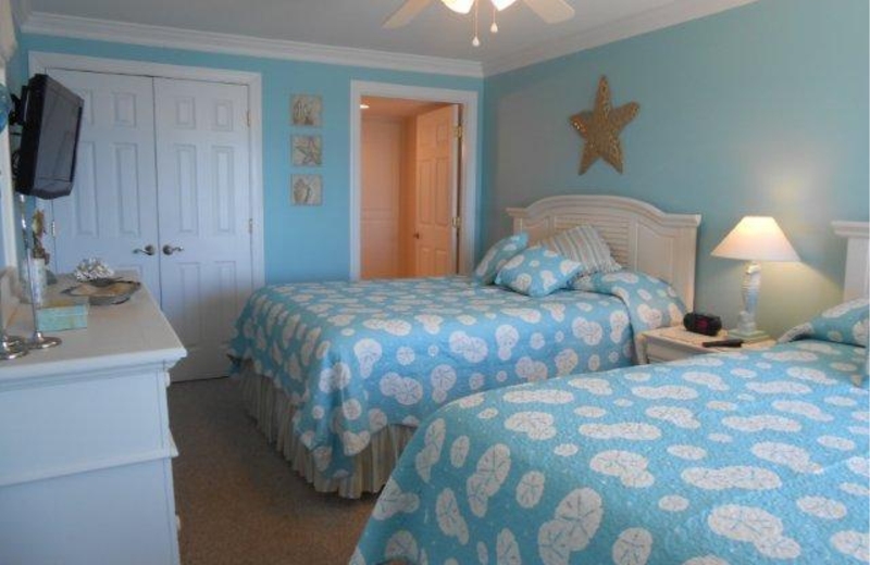 Condominium bedroom at Dolphin Run Condominiums.