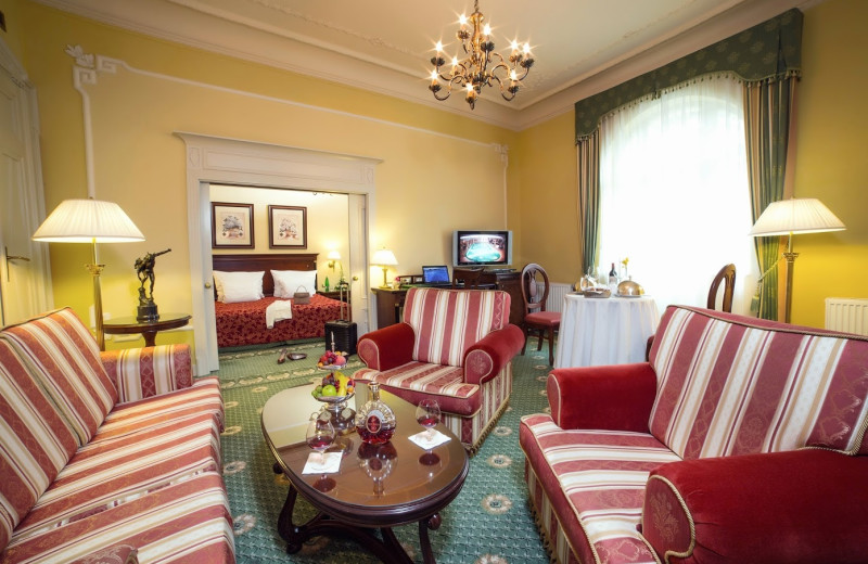 Guest room at Carlsbad Plaza Spa & Wellness Hotel.