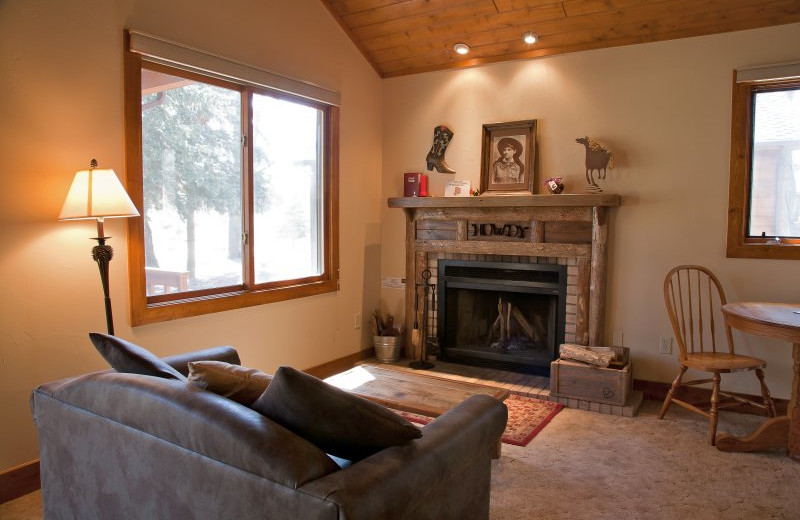 Cabin living room at Sylvan Dale Guest Ranch.