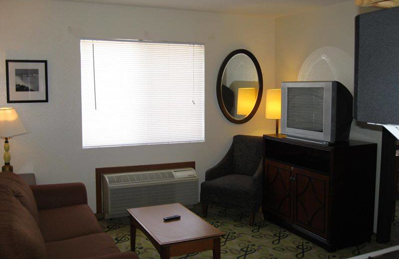 Guest room at Sunrise Suites.