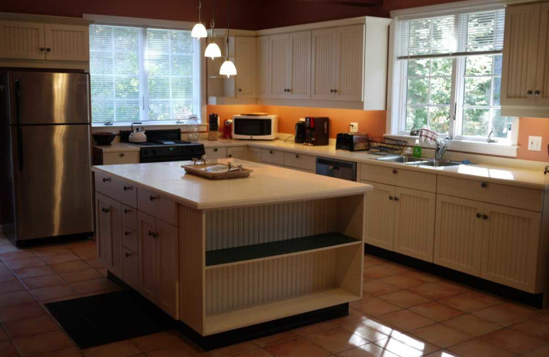 Rental kitchen at Acadia Cottage Rentals.
