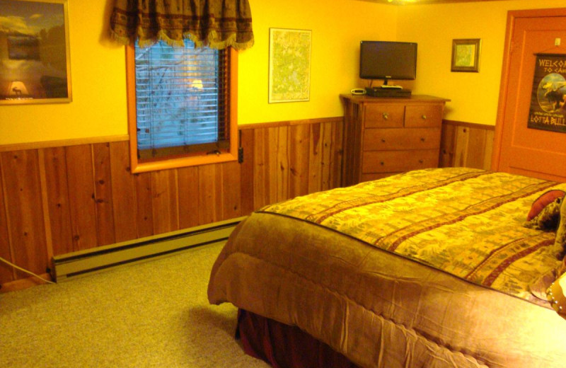 Cabin bedroom at Yellowstone Wildlife Cabins.