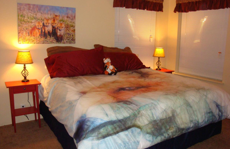 Cabin bedroom at Yellowstone Wildlife Cabins.