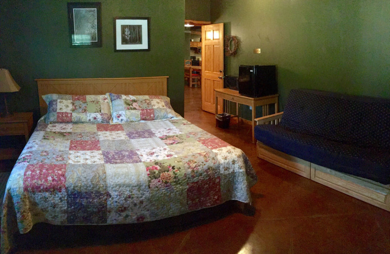 Lodge bedroom at Heart of Texas Lake Resort.