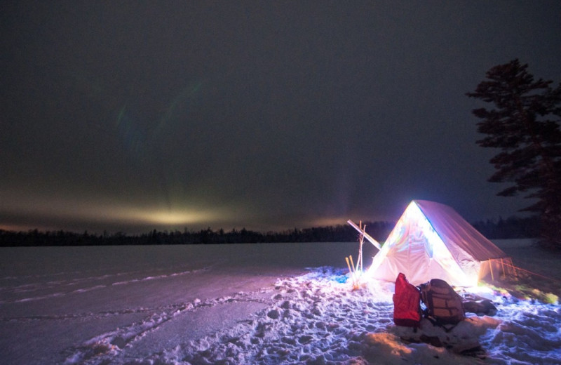 Ice fishing at Clearwater Historic Lodge & Canoe Outfitters.