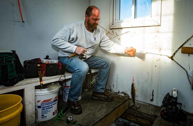 Ice fishing at River Bend's Resort & Walleye Inn.