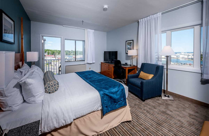 Guest room at Rockland Harbor Hotel.