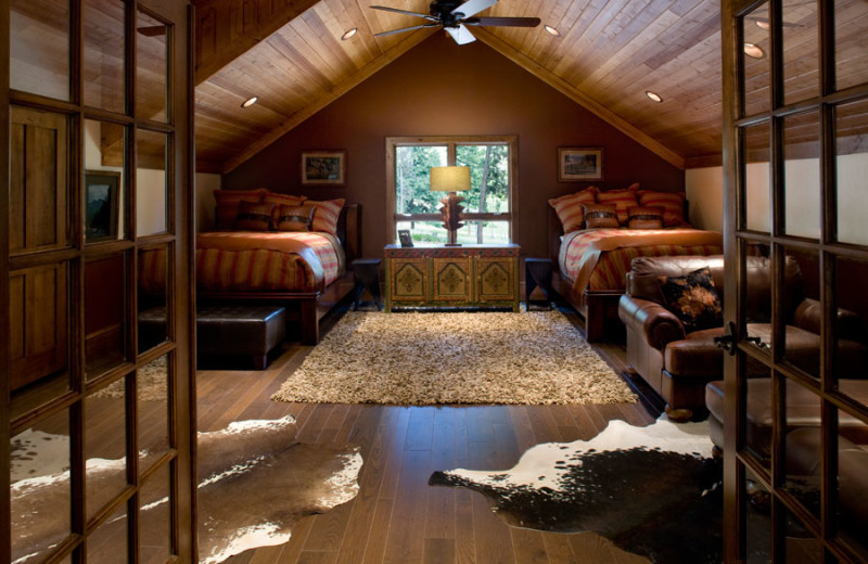 Cabin bedroom at The Resort at Paws Up.