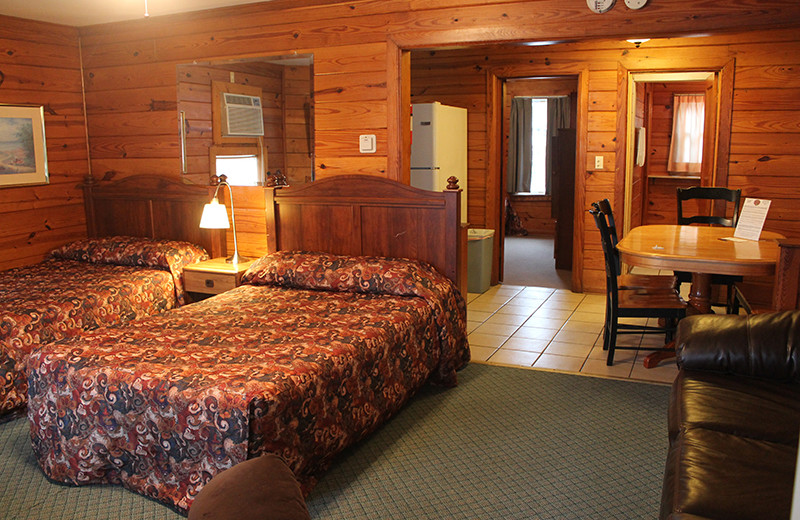 Guest room at Aurora's Kentucky Lake Cottages.