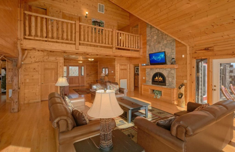 Rental living room at Deer Path Cabins.