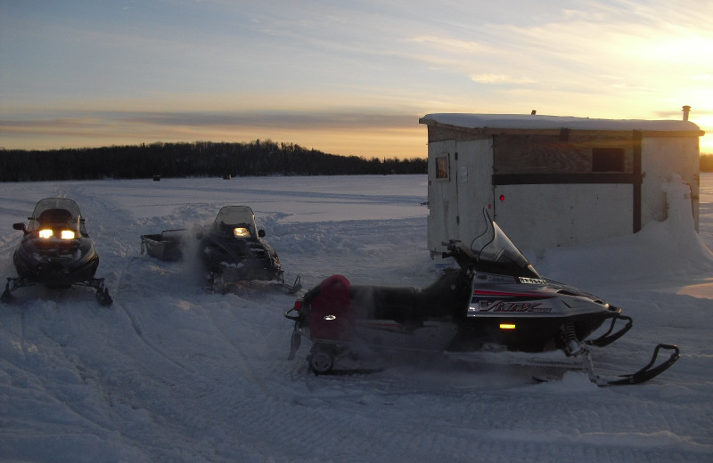 Ice fishing at Trout Lake Resort.