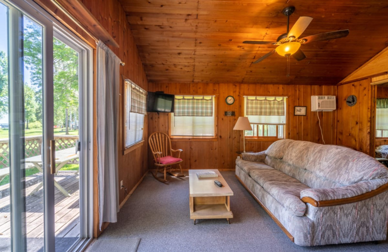 Cabin living room at Rising Eagle Resort.
