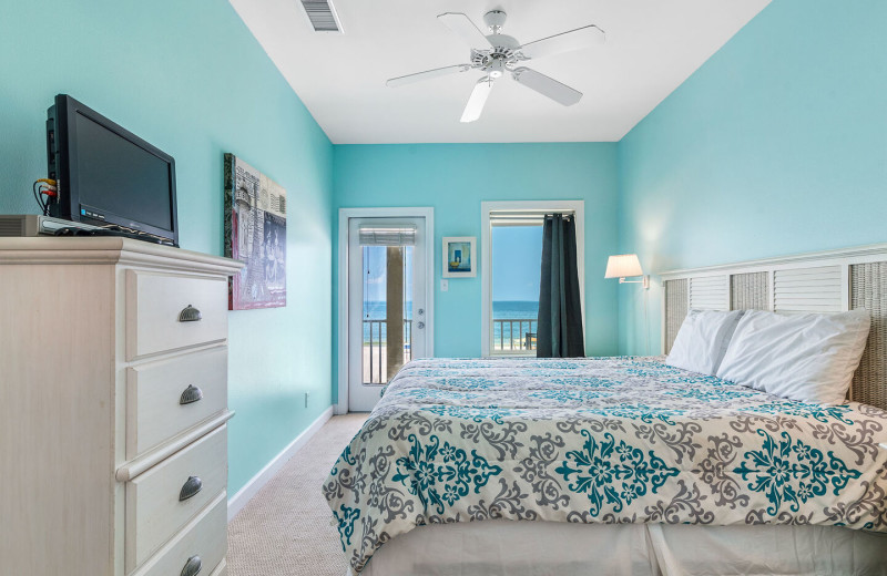 Rental bedroom at Sunset Properties.