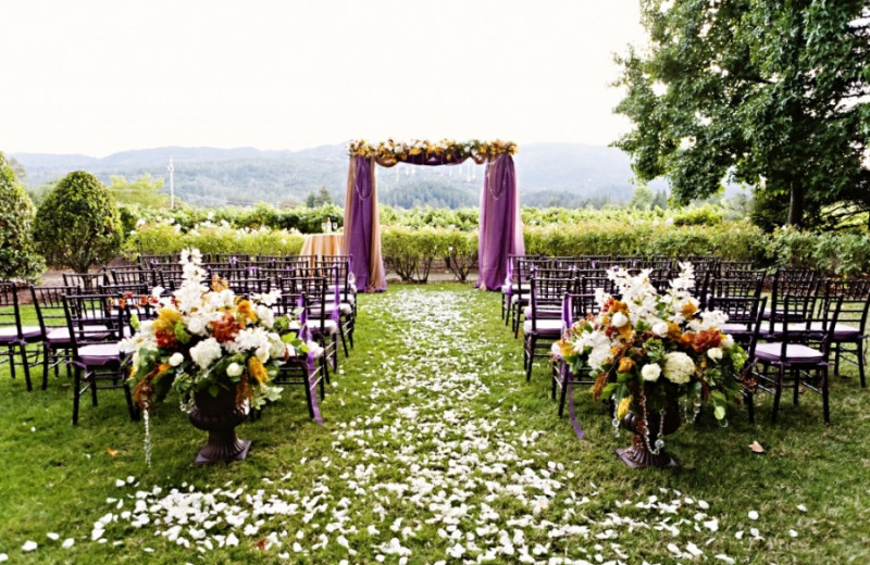 Wedding ceremony at Harvest Inn by Charlie Palmer.