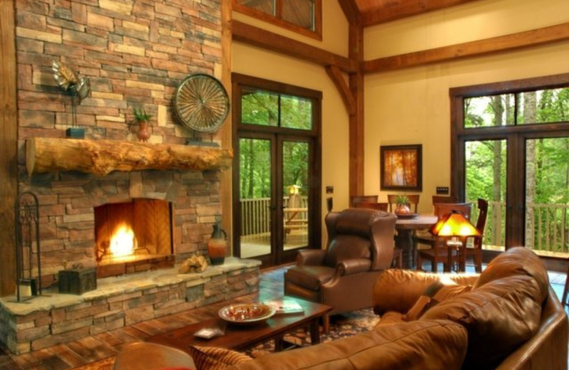 Cottage living room at Timber Frame Rentals.