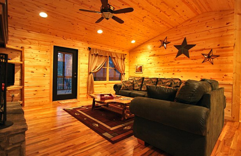 Cabin living room at Sautee Resorts.