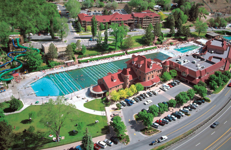 Aerial view of Glenwood Hot Springs.