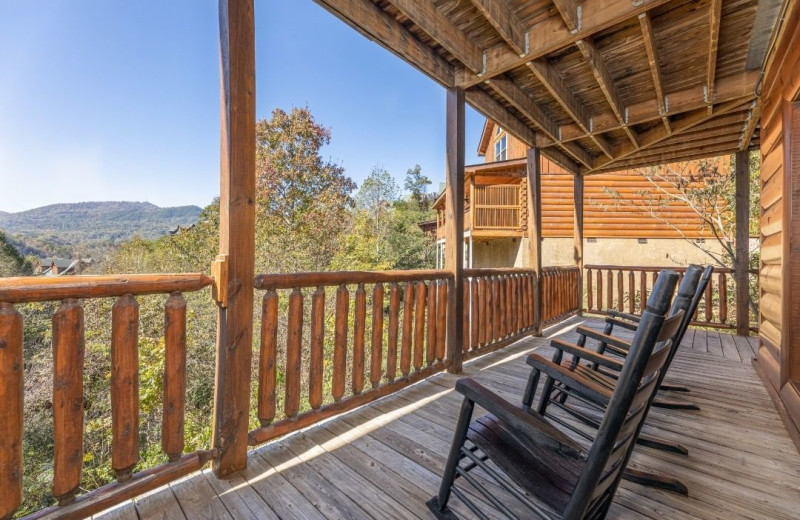 Cabin deck at American Patriot Getaways, LLC.