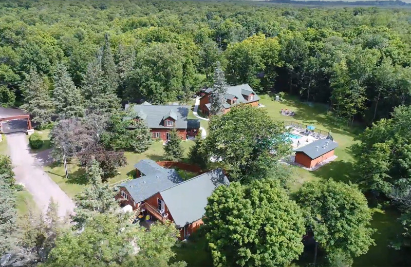 Aerial view of Woodland Beach Resort.