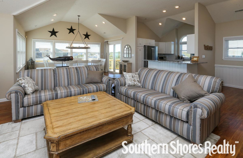 Rental living room at Southern Shores Realty.