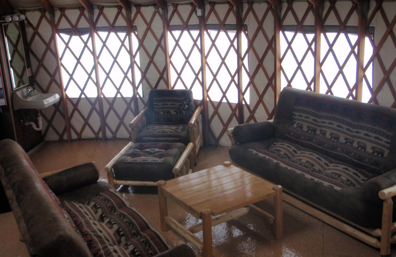 Yurt living room at Inn on Lac Labelle.
