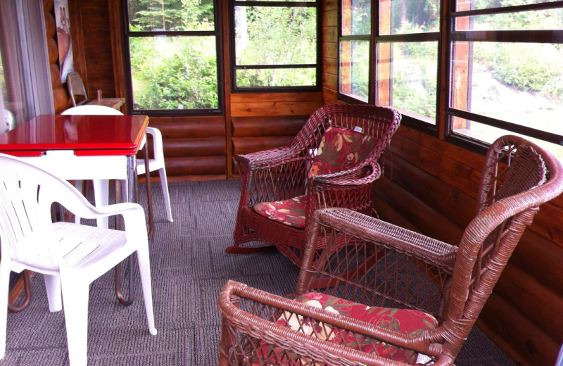 Cabin porch at Pine Tree Cove Resort.
