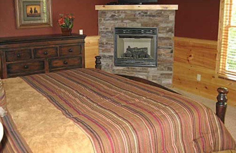 Fireplace Bedroom at Baskins Creek Cabin Rentals 