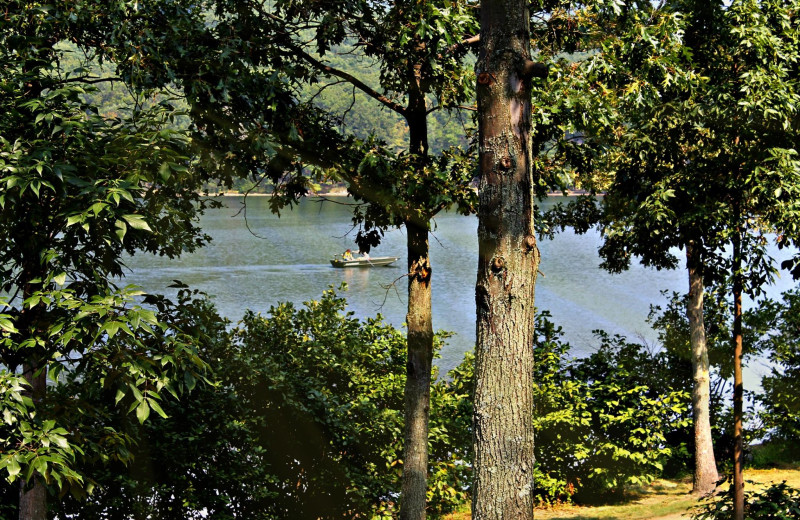 Boating on lake Habeeb at Rocky Gap Casino Resort.