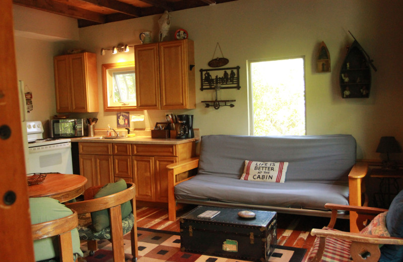 Cabin interior at Creekside Camp & Cabins.