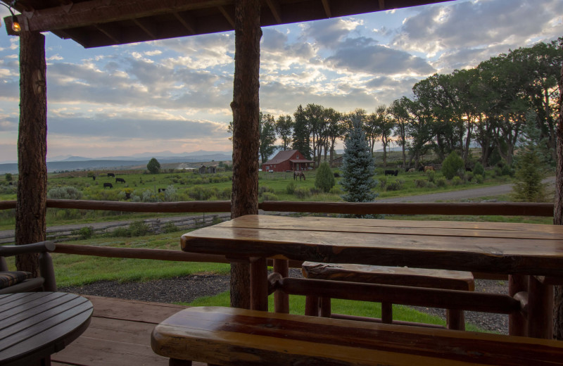 Guest porch at Cottonwood Meadow Lodge.