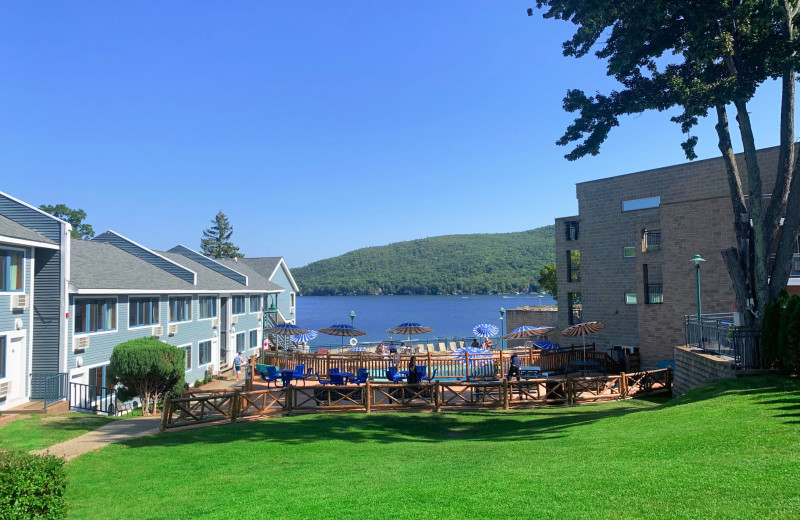 Exterior view of  Surfside on the Lake Hotel & Suites.