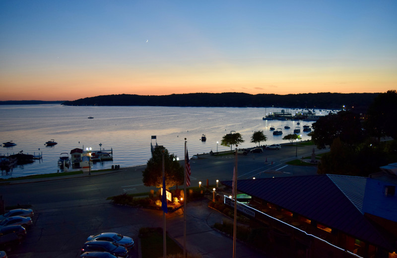 Sunset at Harbor Shores on Lake Geneva.