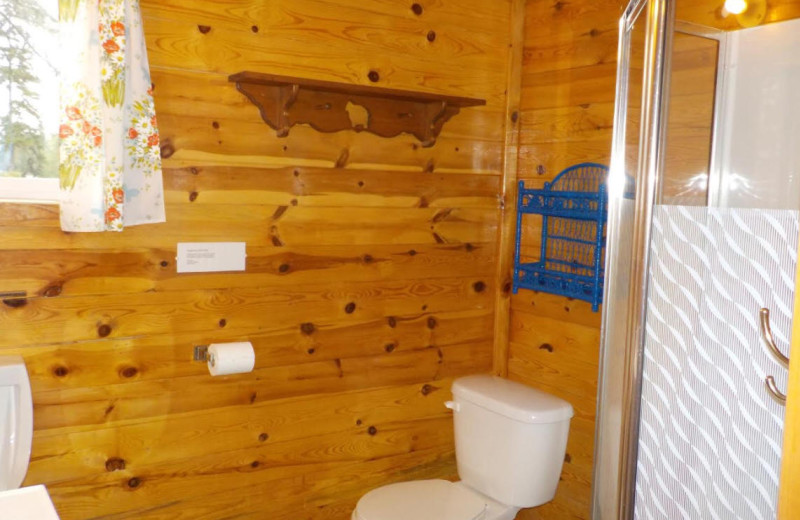 Cabin bathroom at Owls Nest Lodge.