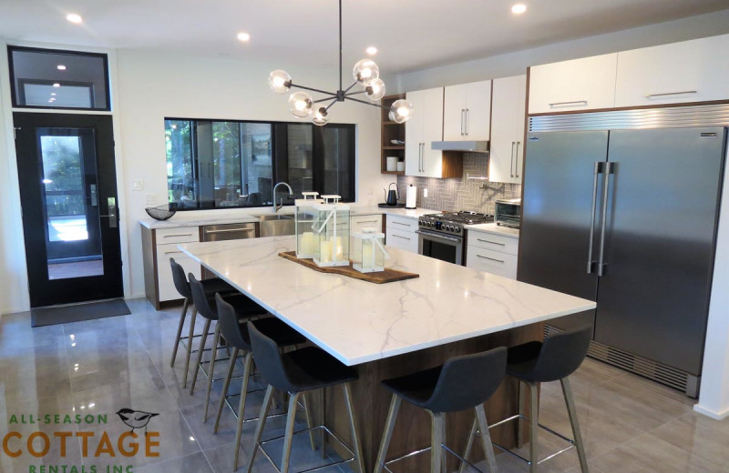 Rental kitchen at All-Season Cottage Rentals.
