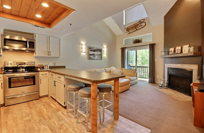 Rental kitchen and living room at Padzu Vacation Homes - Park City
